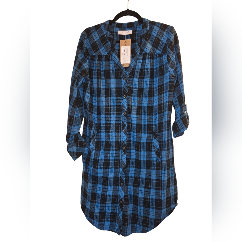 Blue and Black Plaid Dress